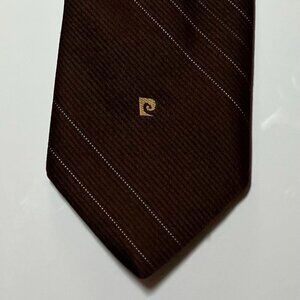 Pierre Cardin Brown Diagonal Stripe Pattern Necktie